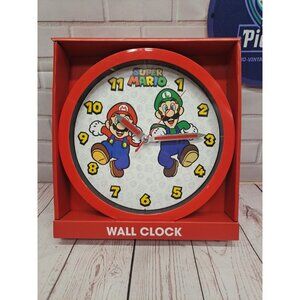 Red Super Mario Wall Clock‎ Mario&Lugi 10" Analog Display Brand New/Sealed